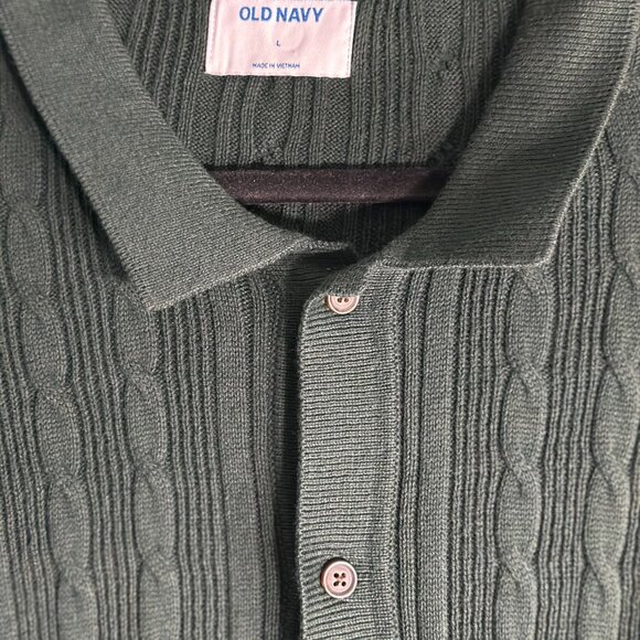 Old Navy Men's Button Down Cardigan-Forest Green Size Large 100% Cotton - Picture 2 of 6